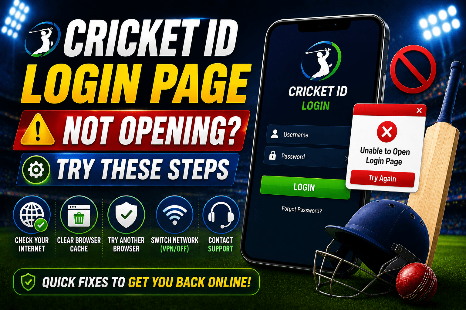 Cricket ID Login Page